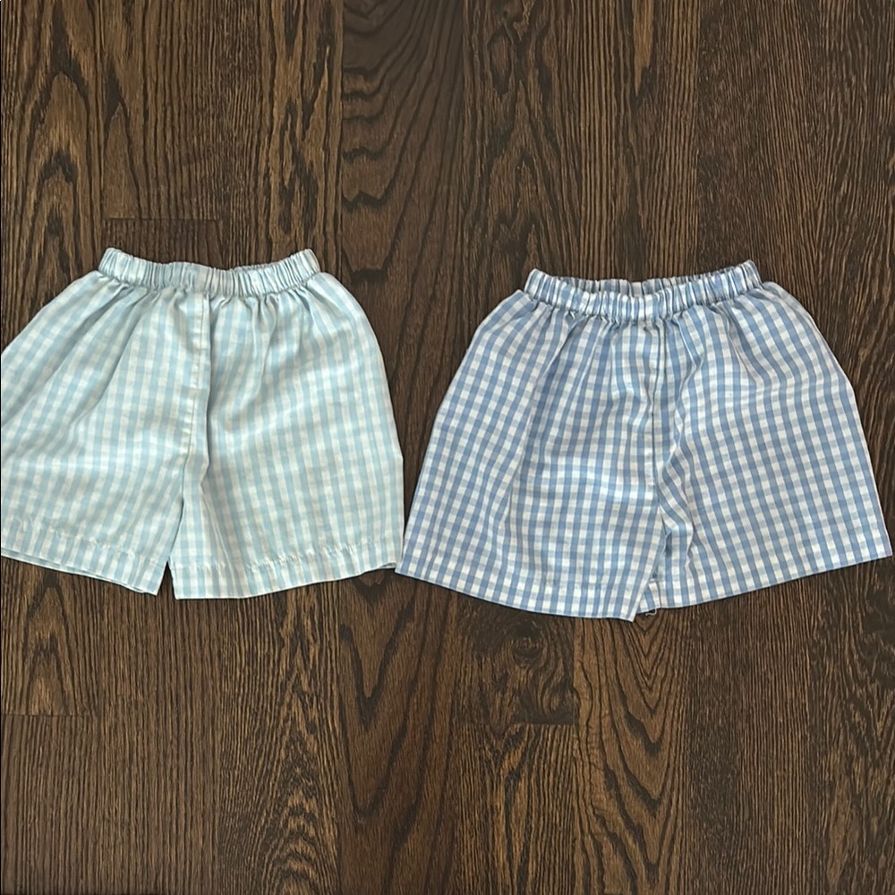 Blue and White Gingham Shorts Set